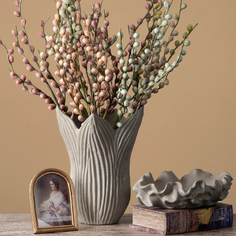 Foliage Grey Ceramic Vase