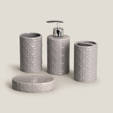 Lattice Grey Bath Set of 4