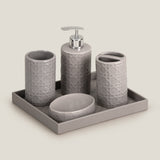 Lattice Grey Bath Set of 4