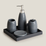 Plaid Charcoal Bath Set of 4