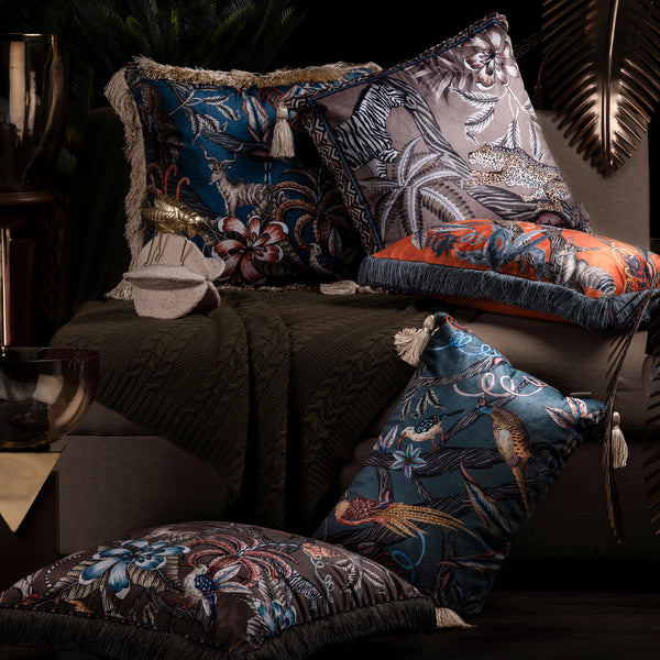 Binos Printed Velvet Cushion Cover