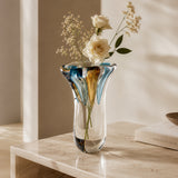 Trinity Blue Amber & Clear Vase