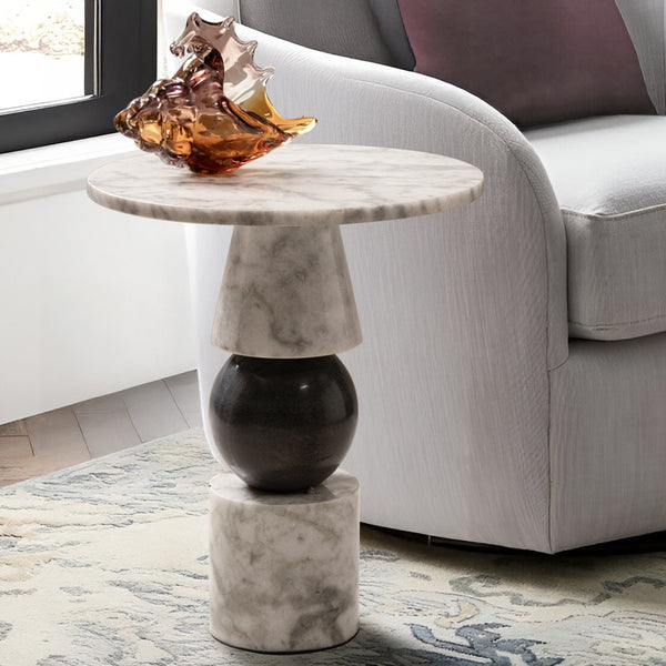 Cosmos White Marble Side Table