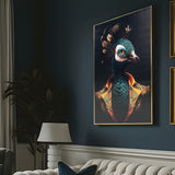 Peacock Blue Framed Canvas