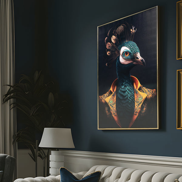 Peacock Blue Framed Canvas