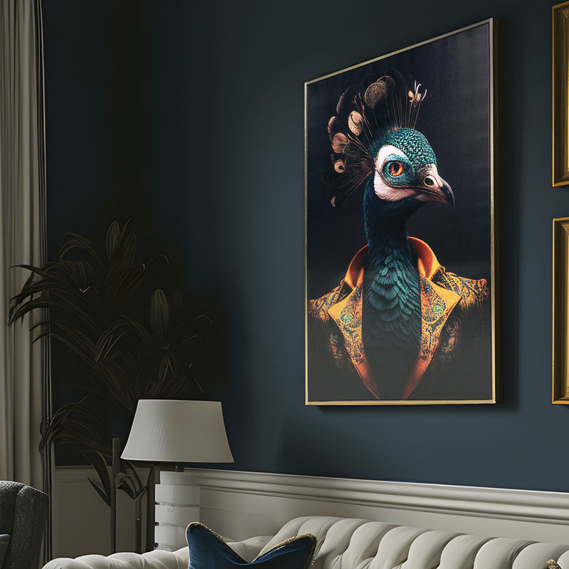 Peacock Blue Framed Canvas