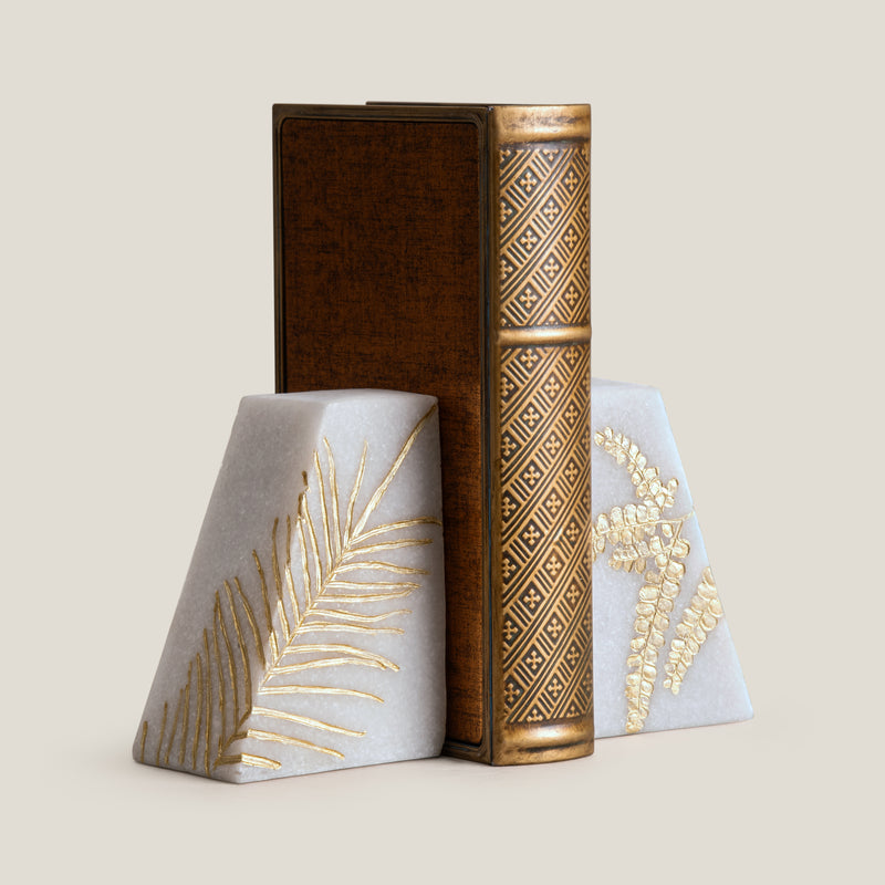 Fern White & Gold Bookend