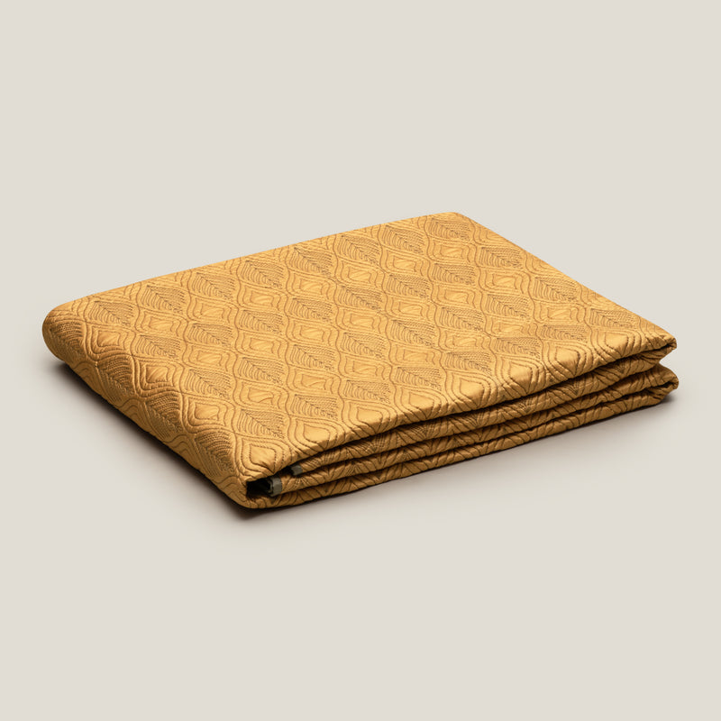 Aubade Mustard & Dark Blue Reversible Bedspread