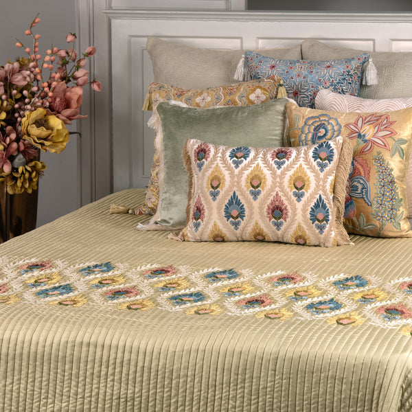 Aretha Emb. Sage Green Bedspread