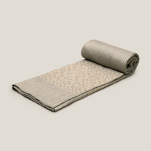 Chanson Emb. Dark Grey Faux Silk Bedspread