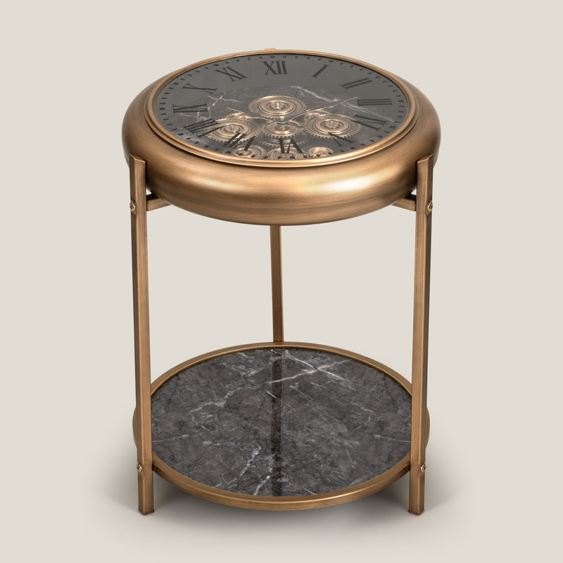 Preston Gold Clock Side Table