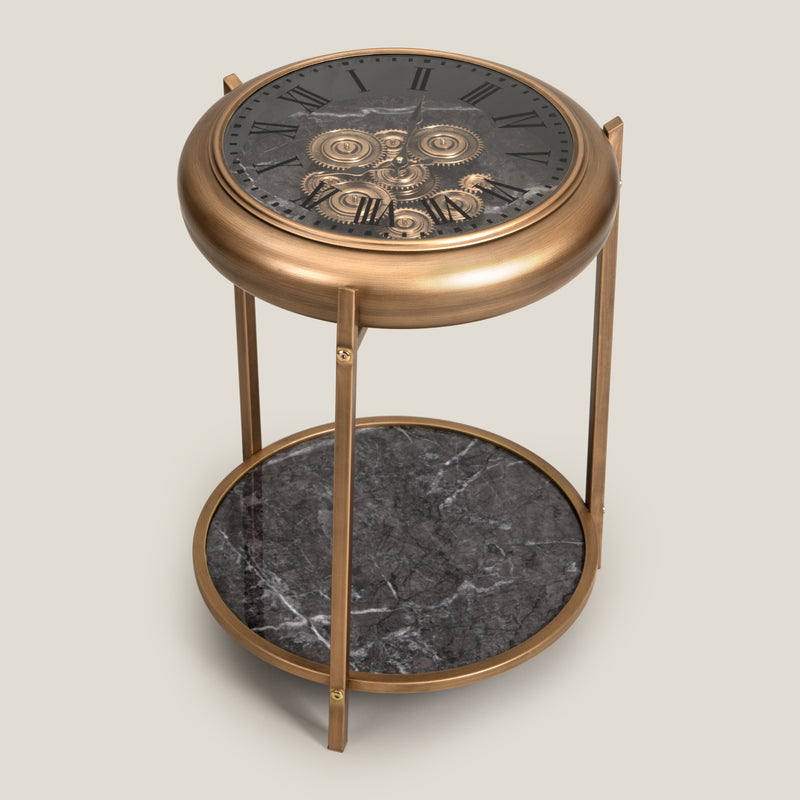 Preston Gold Clock Side Table