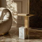 Caspa White & Gold Side Table