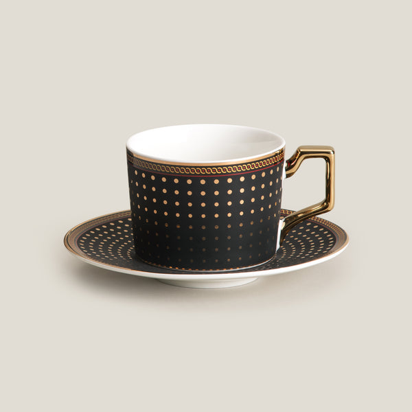Shimmer Black Cup & Saucer Set of 2