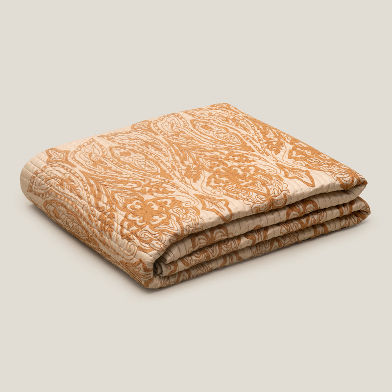 Boris Beige Embroidered Bedspread