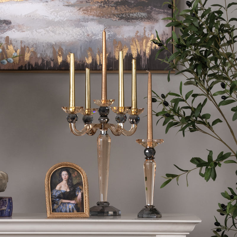 Jewel Champagne & Grey Crystal Candelabra