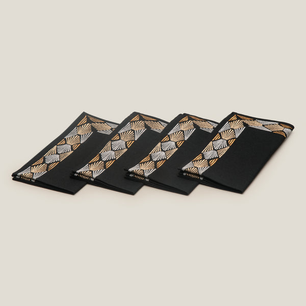 ATHENS GOLD EMB NAPKIN S/4 - BLK