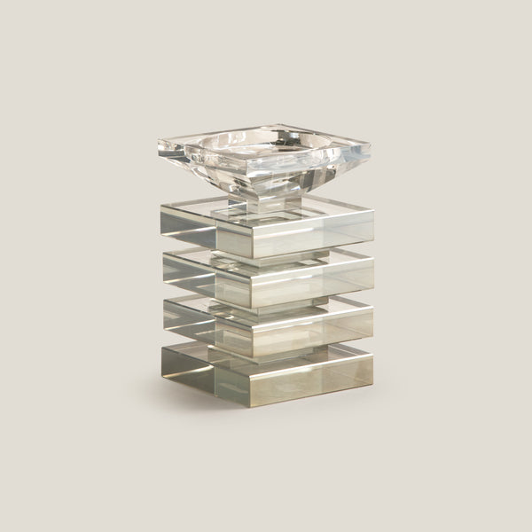 Shimmer Grey Square Candle Holder