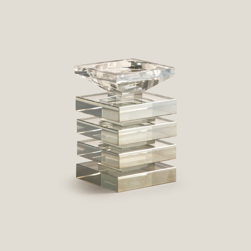 Shimmer Grey Square Candle Holder