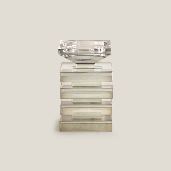 Shimmer Grey Square Candle Holder