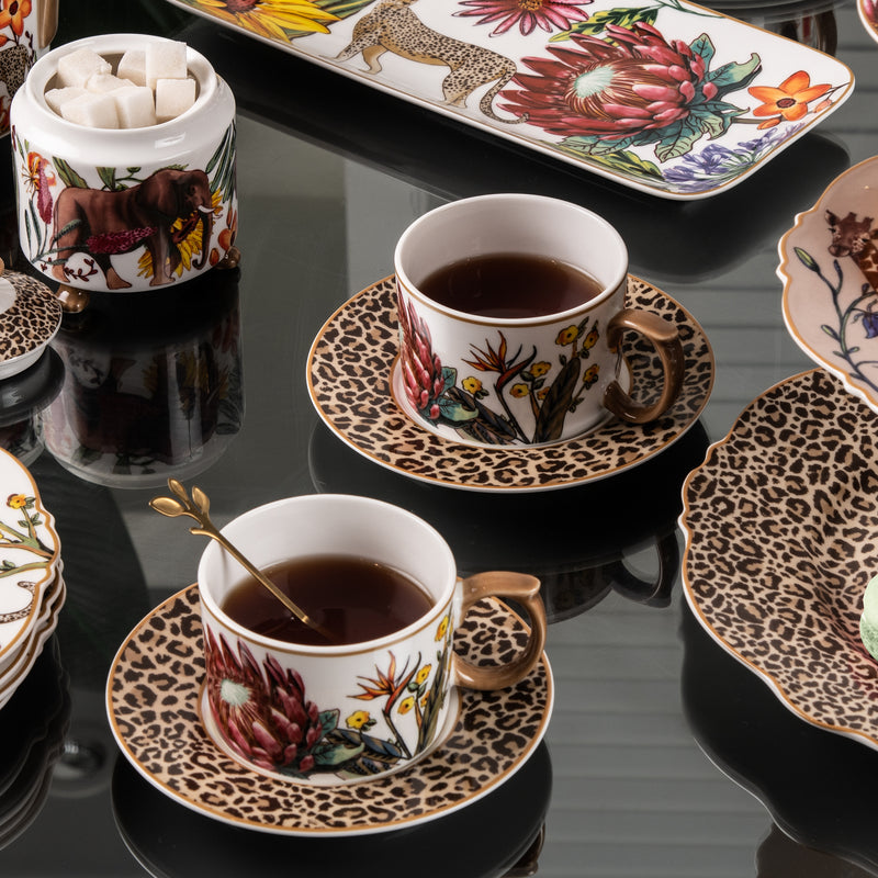 Jenna Clifford Multicolor Cup & Saucer Set of 4