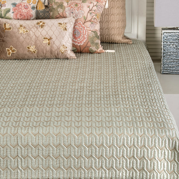 Fred Beige & Light Blue Reversible Bedspread