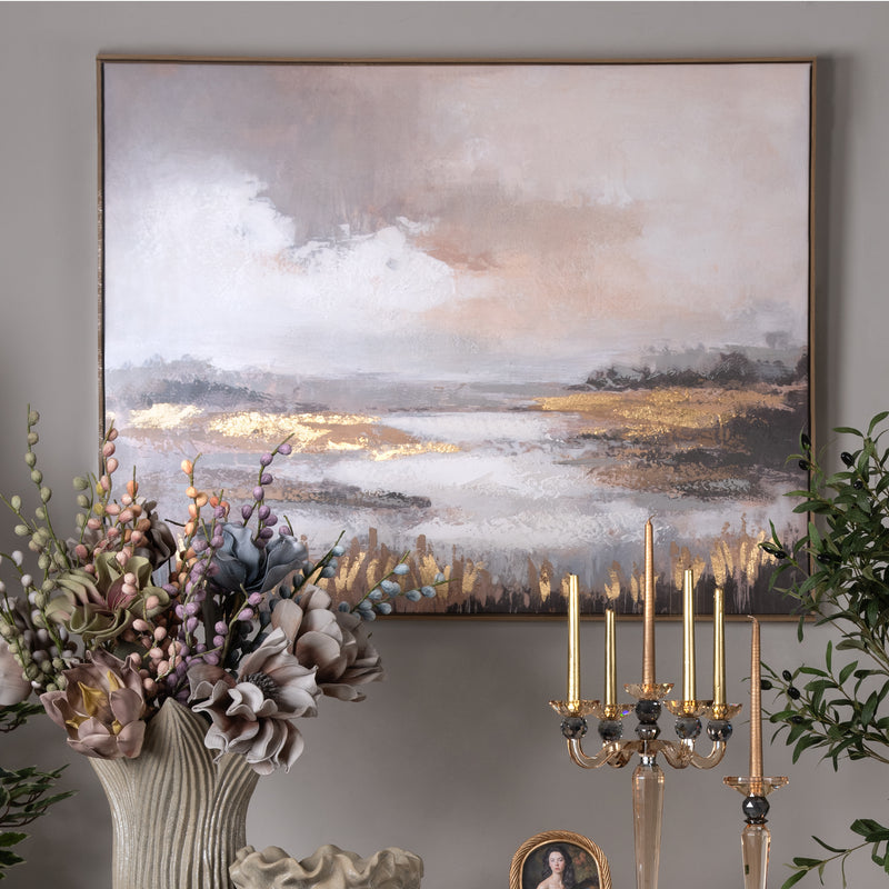 Dreamscape Grey Framed Canvas