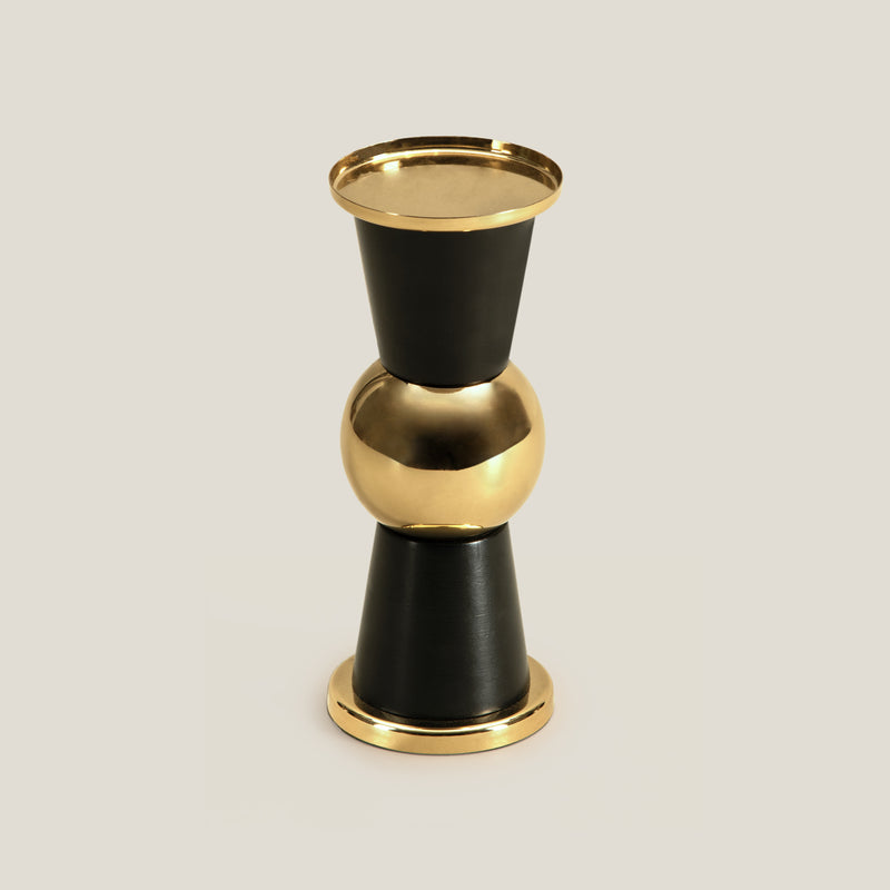 Cyan Black & Gold Candle Holder S