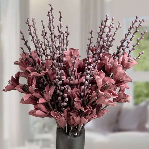Pink Saucer Magnolia Branch Faux Flower