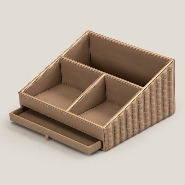 Nadora Brown Faux Leather Desk Set