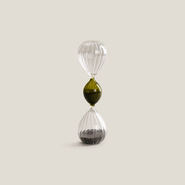 Striated Clear & Green Hour Glass