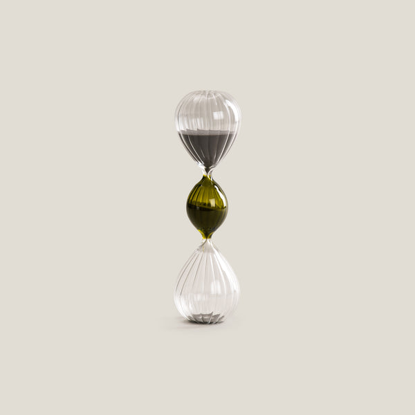 Striated Clear & Green Hour Glass