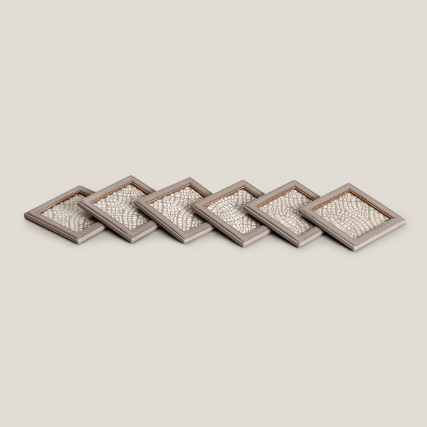 Orbit Grey Emb. Coaster Set of 6