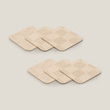Checkered Beige Coaster Set of 6