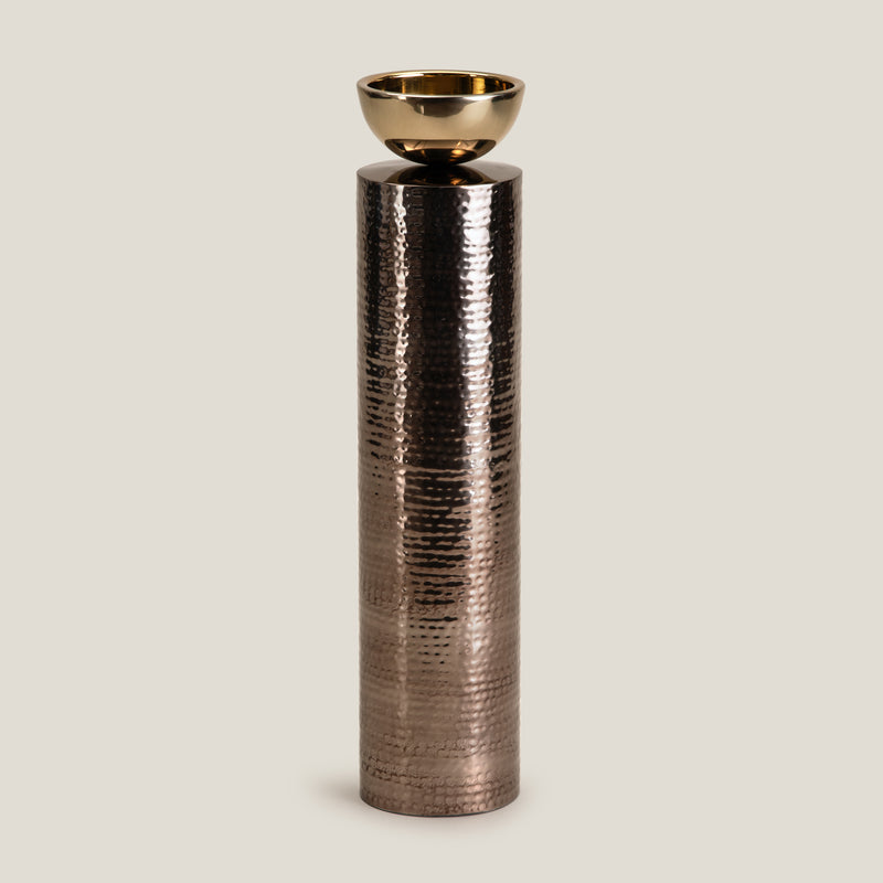 Mistique Grey & Gold Candle Holder L