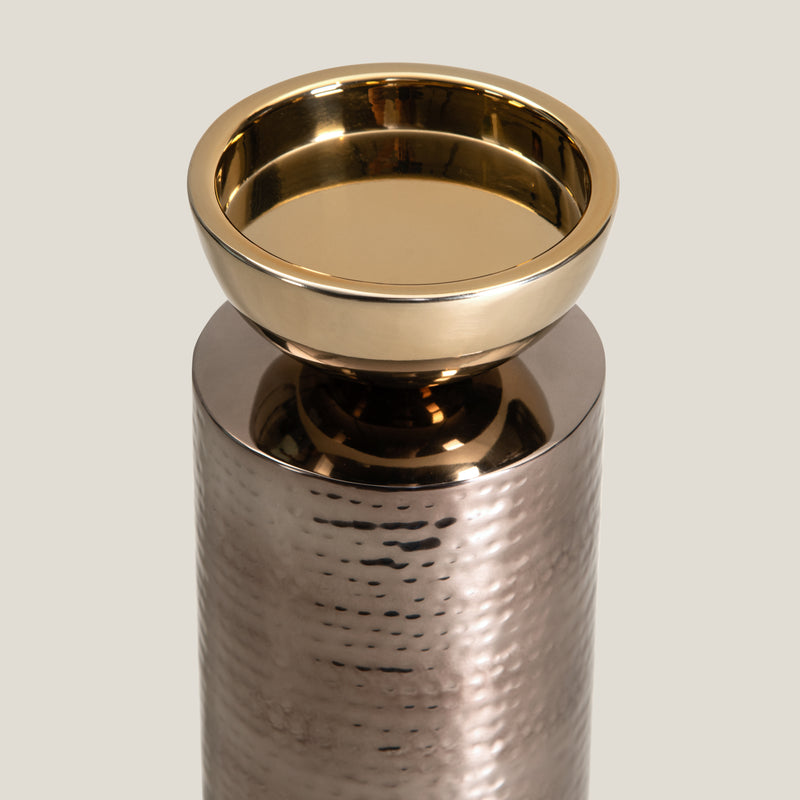 Mistique Grey & Gold Candle Holder L