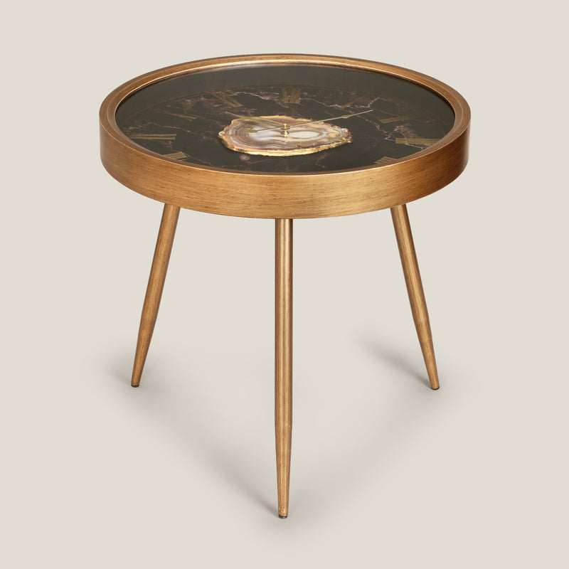Jasper Brown Agate Clock Table