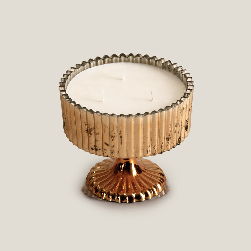 Mogra Antique Gold Bowl Candle L
