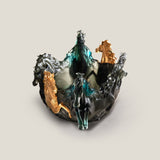 Poseidon Grey Blue & Gold Centerpiece Bowl