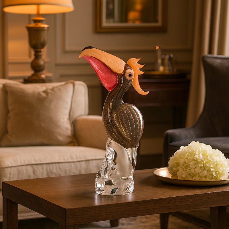 Duccio Di Segna Brown & Gold Crystal Pelican Sculpture