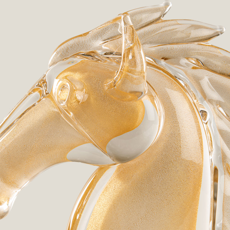 Duccio Di Segna Grandeur Gold Horse Head Sculpture