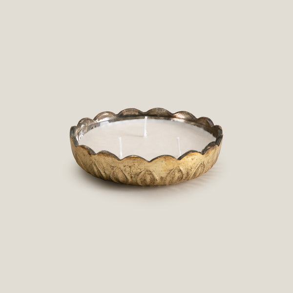 Ezra Antique Gold Bowl Candle