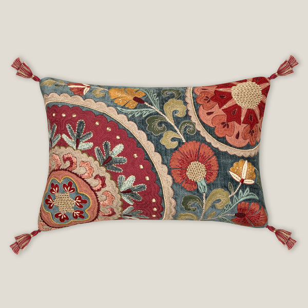Aria Blue Emb. Cushion Cover