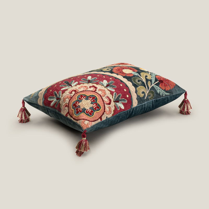Aria Blue Emb. Cushion Cover