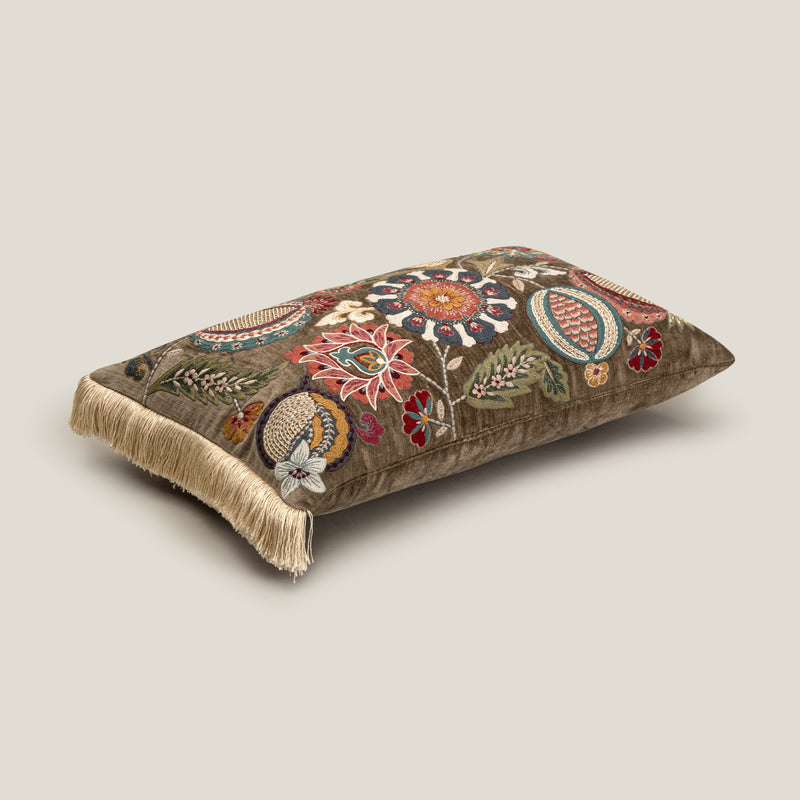 Freya Brown Emb. Cushion Cover