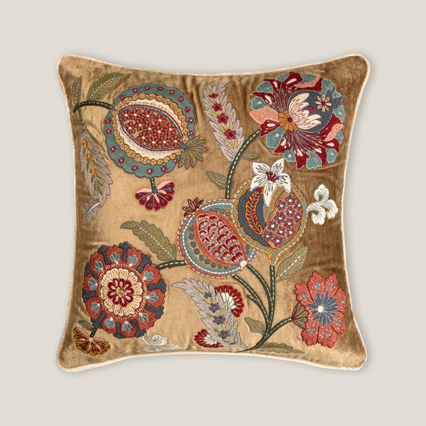 Lila Yellow Emb. Cushion Cover