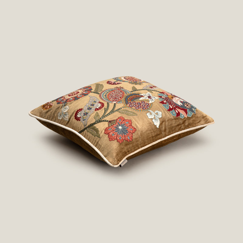 Lila Yellow Emb. Cushion Cover