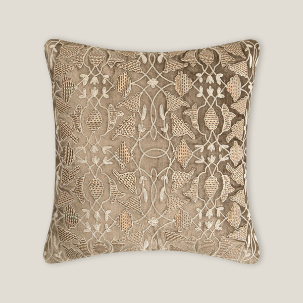 Alora Brown Emb. Cushion Cover