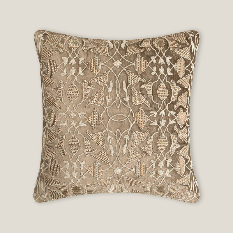 Alora Brown Emb. Cushion Cover