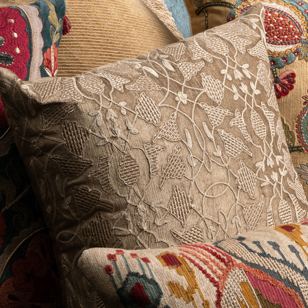 Alora Brown Emb. Cushion Cover